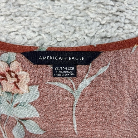 American Eagle Top Womens Extra Small Floral Print Blouse Peplum Detail Flowers - Picture 2 of 4